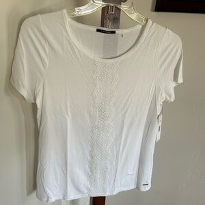 NWT Tahiti Women’s‎ Lace Short Sleeve T-Shirt Top White Size M